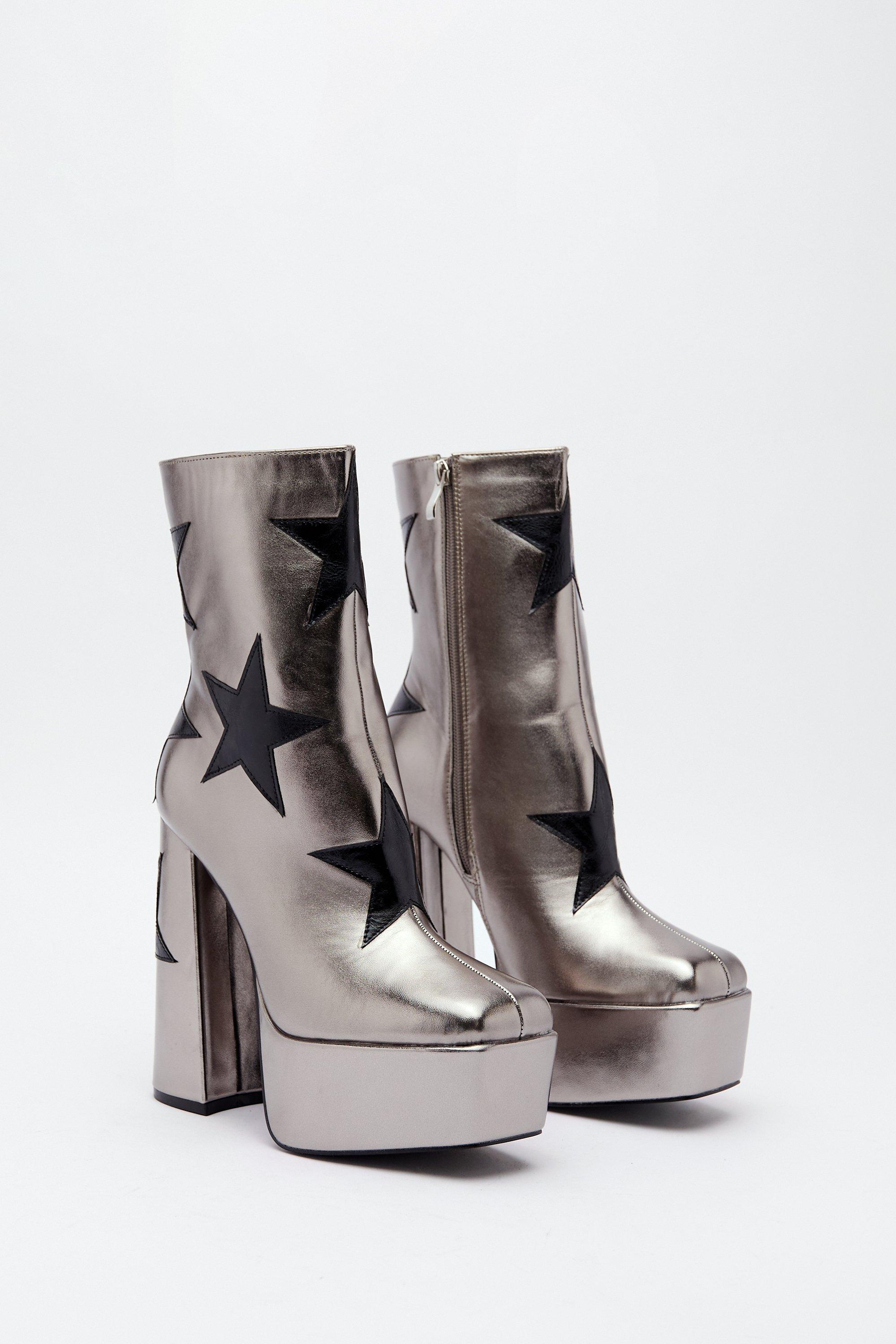 Silver on sale platform boots